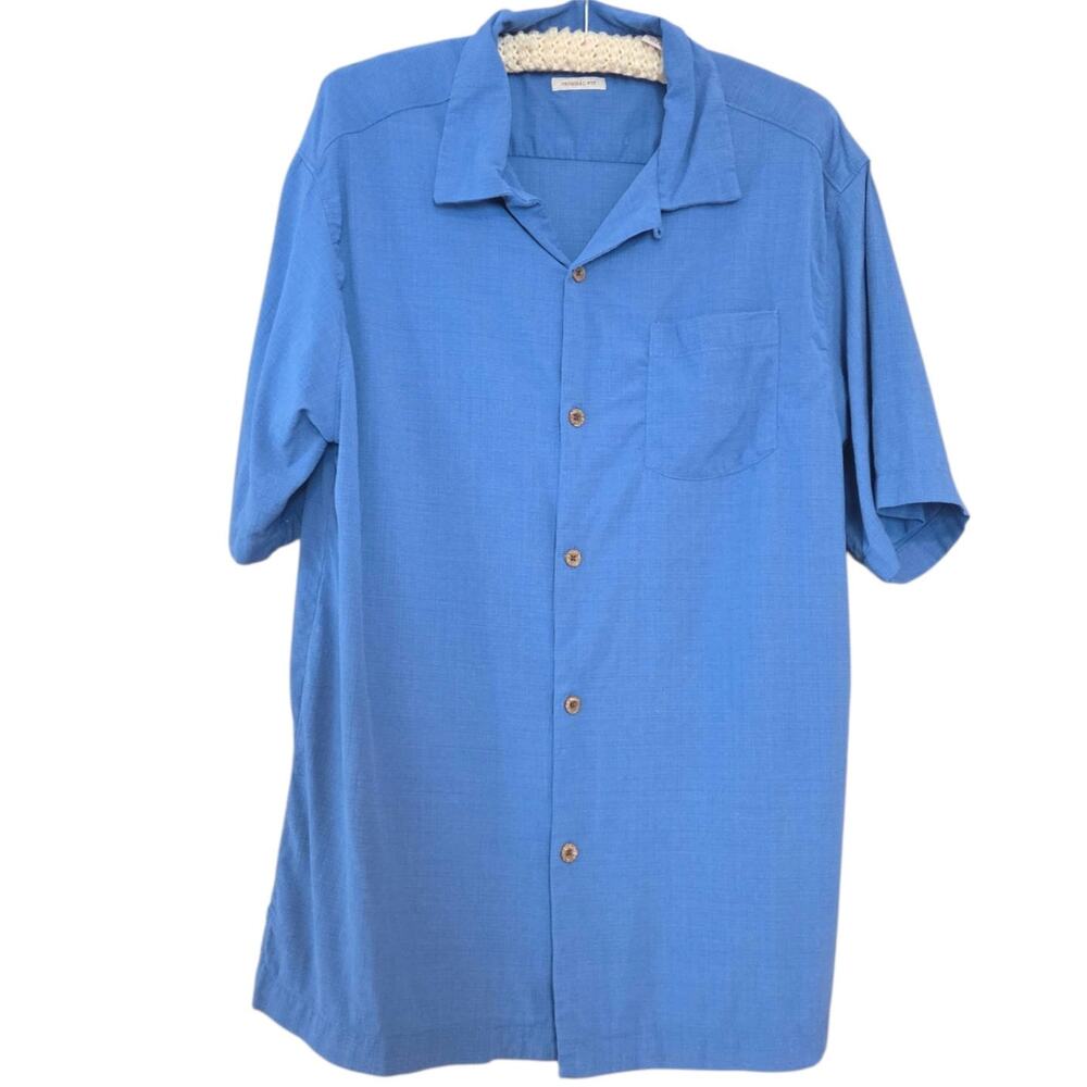 Tommy Bahama Camp Collar Shirt 100% Silk Tropic Isle Short Sleeve Woven sz L